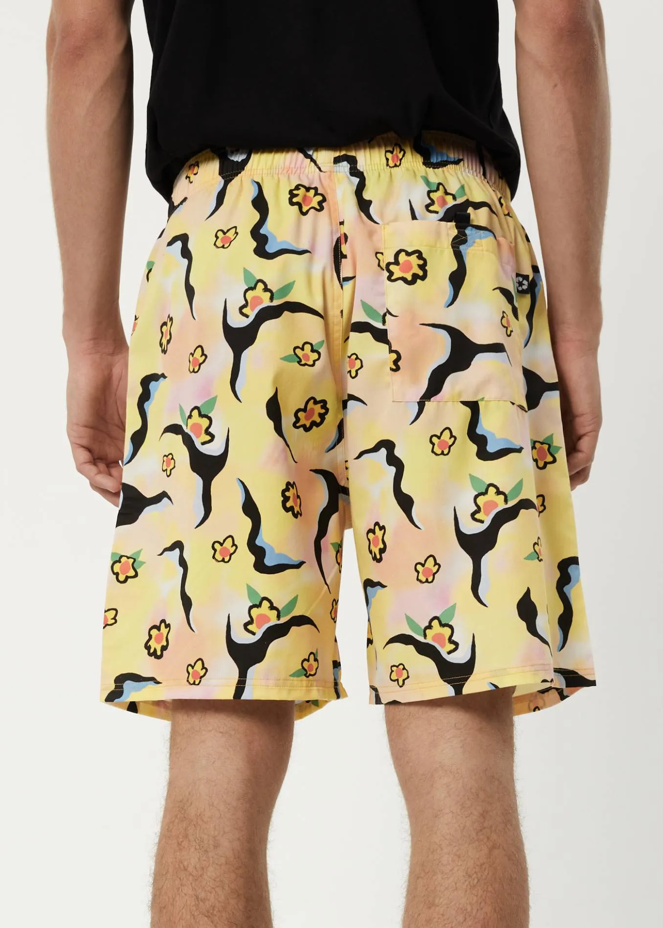 AFENDS Mens Flowers - Elastic Waist Shorts - Multi