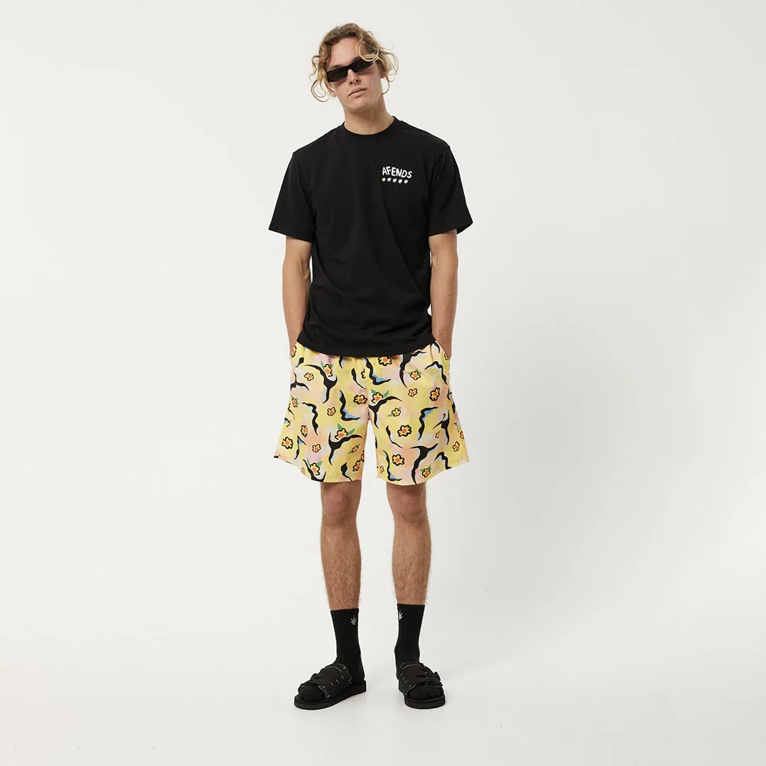 AFENDS Mens Flowers - Elastic Waist Shorts - Multi