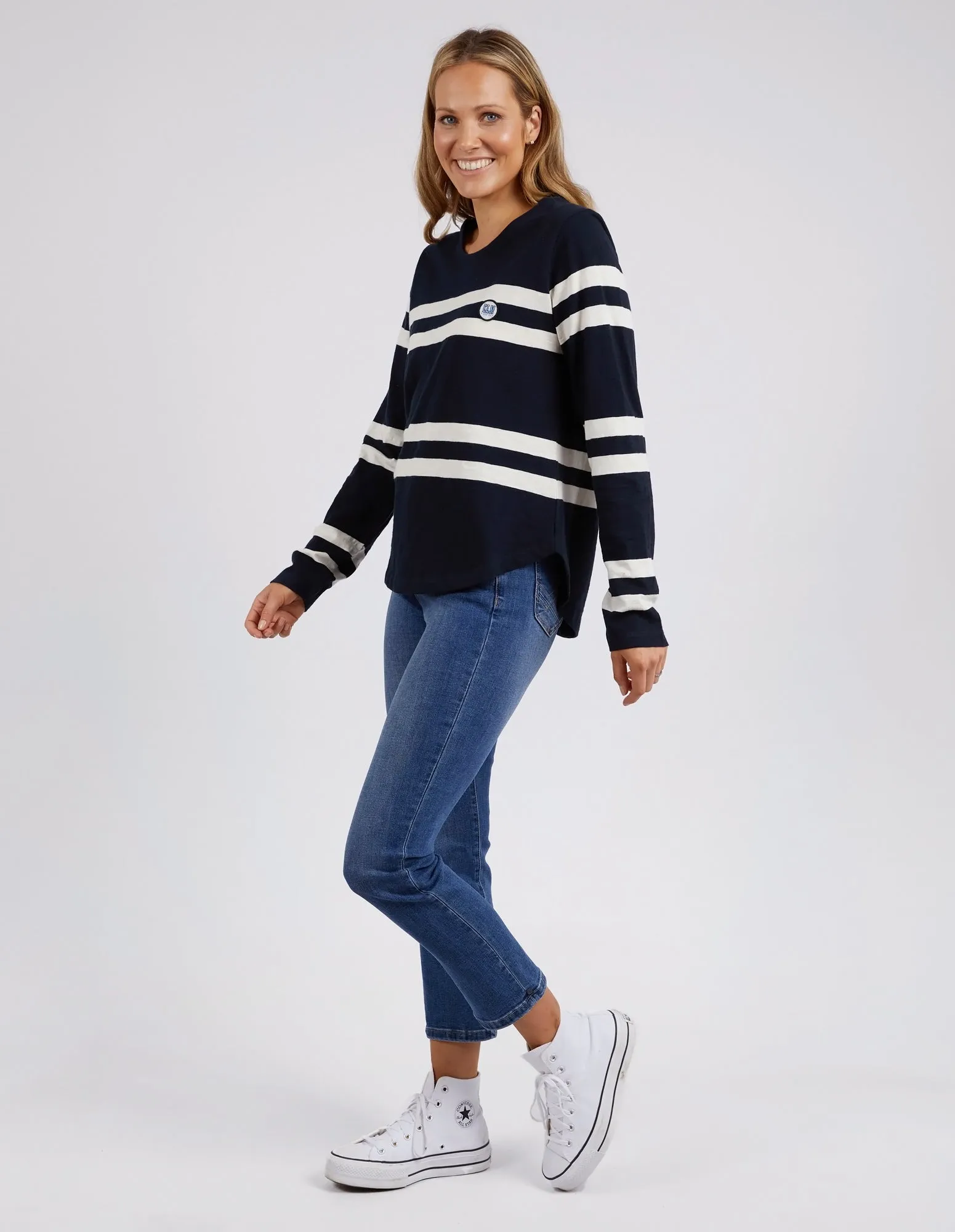 Allegra Long Sleeve Navy & Vintage White