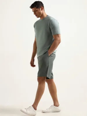 Ascot Solid Sage Mid Rise Relaxed Fit Linen Shorts