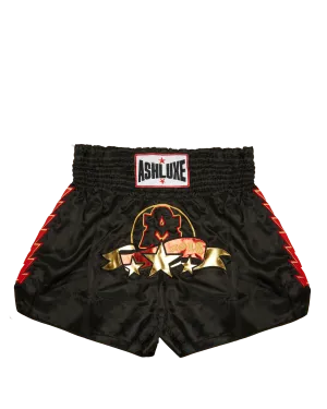 Ashluxe Boxing Trunk Black Gold Red