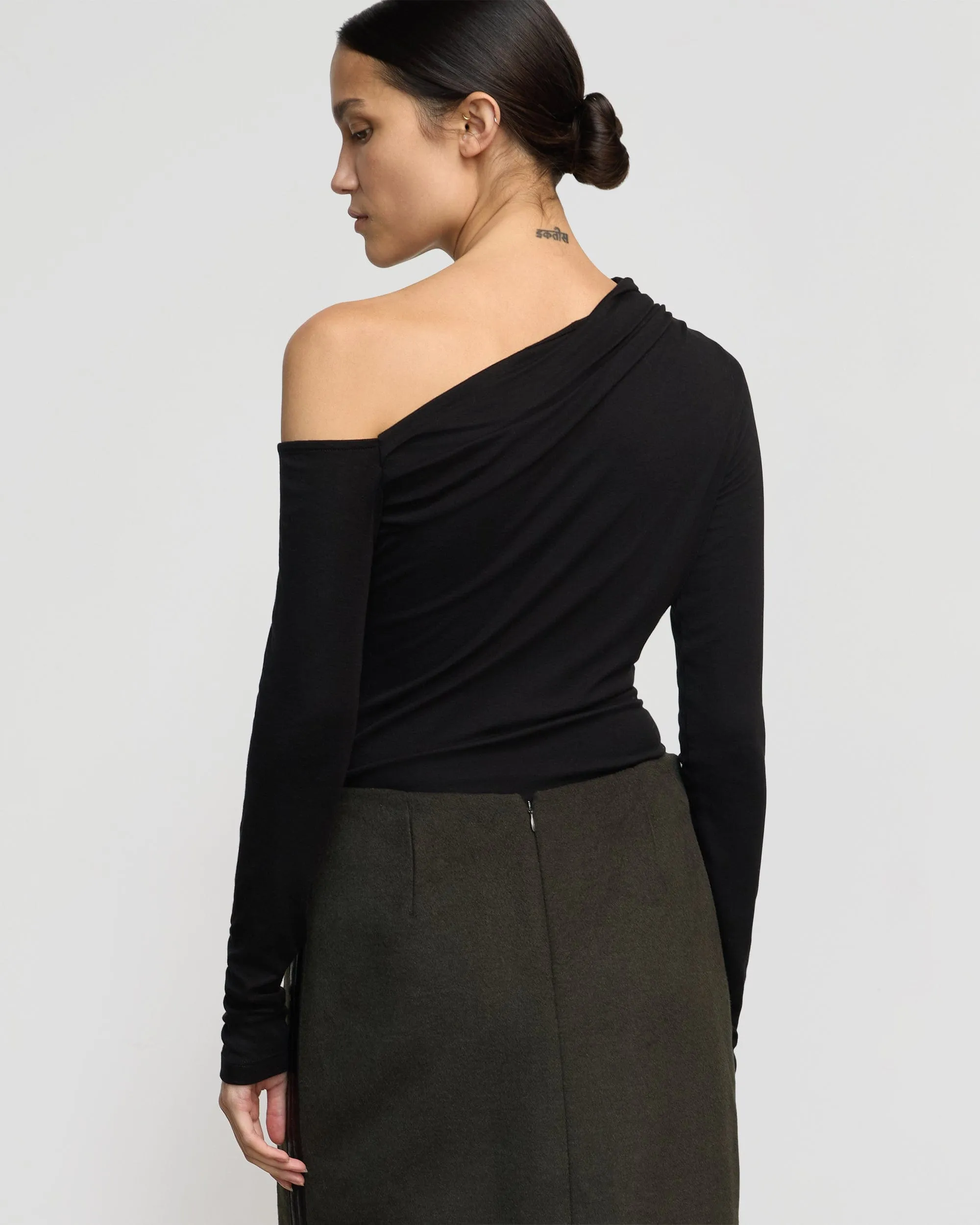 Ayra Tencel-Wool Off-Shoulder Tee