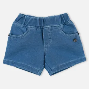 Blue Elasticated Waist Casual Shorts