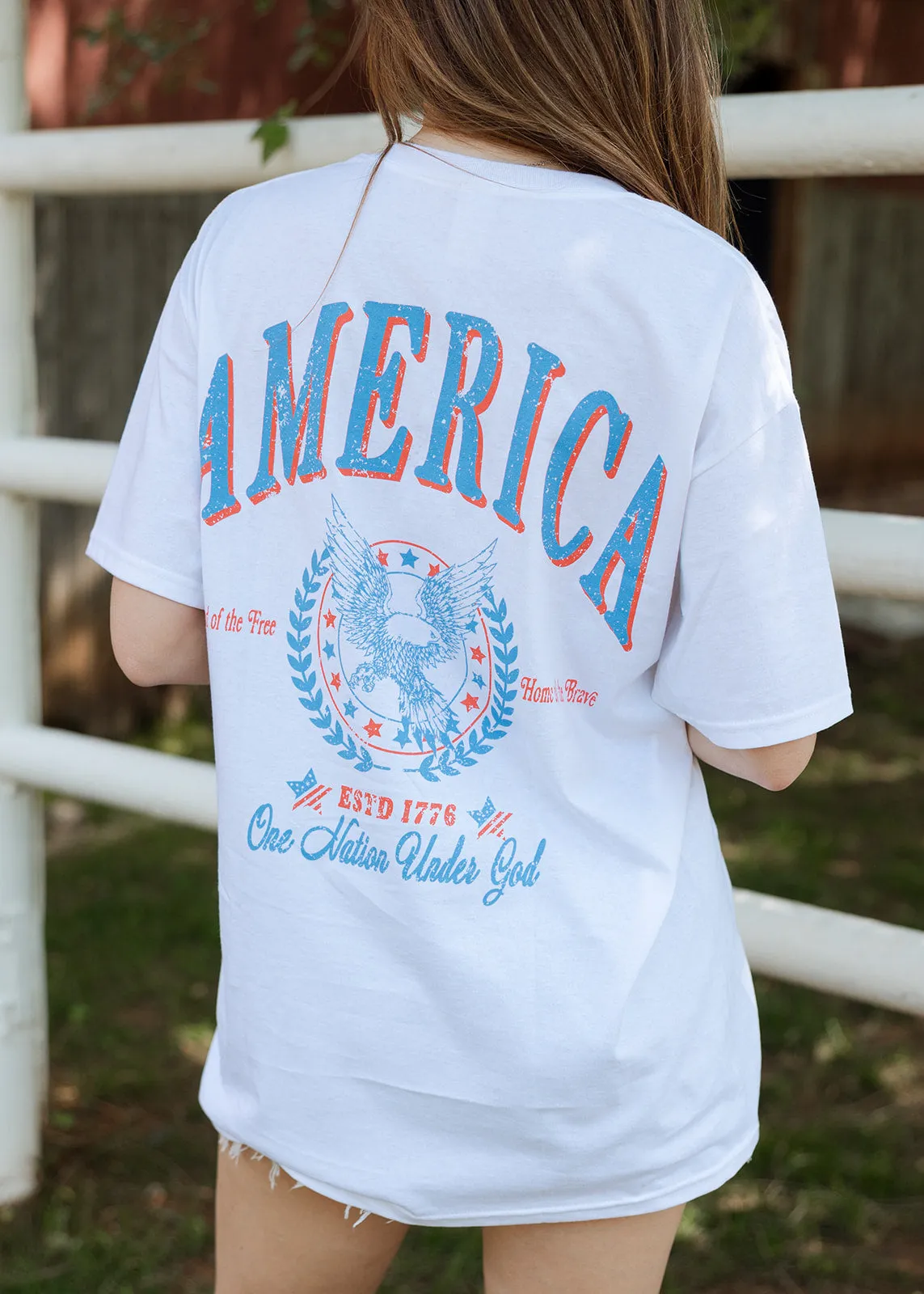 Bold America Eagle White Oversized Tee