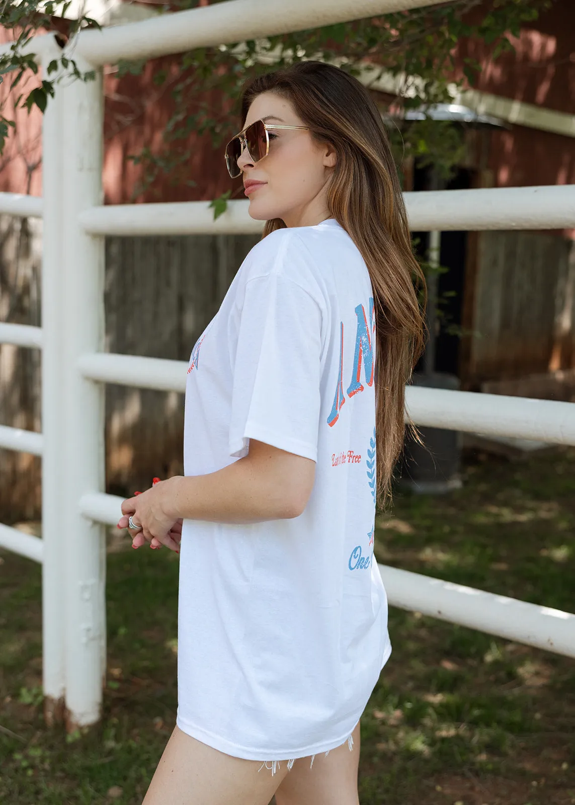 Bold America Eagle White Oversized Tee