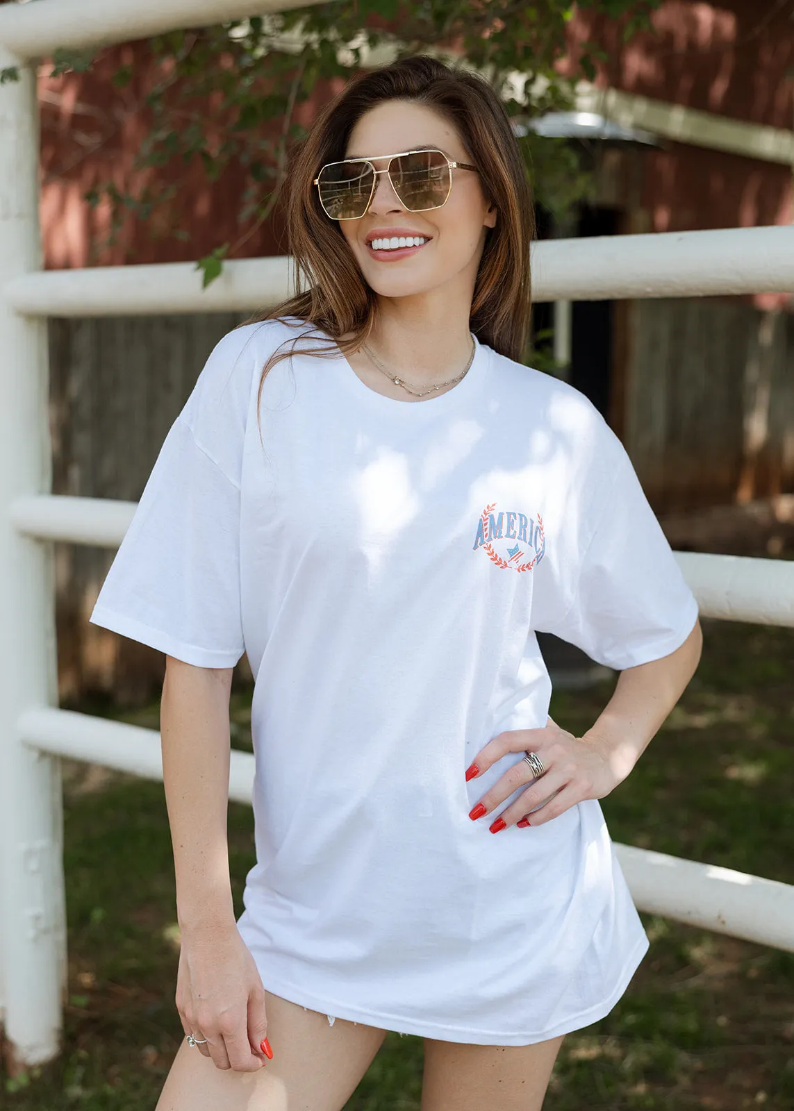 Bold America Eagle White Oversized Tee