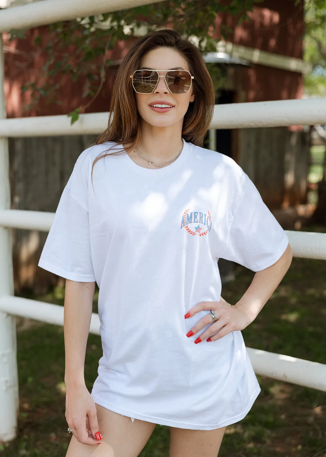 Bold America Eagle White Oversized Tee