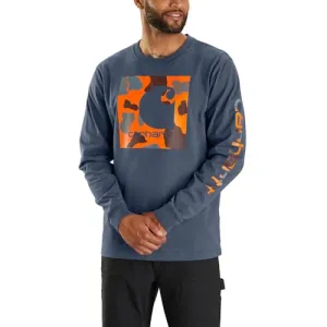 Carhartt 105959 Men's Relaxed Fit Heavyweight Long-Sleeve Camo C Graphic T-Shir - X-Large Tall - Bluestone