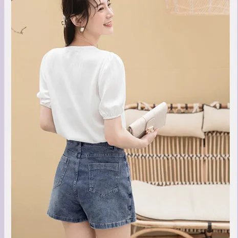 Casual Denim Jeans Button Mini Skirt Skorts Shorts