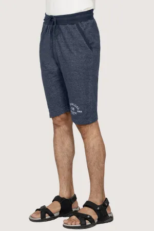 CHAIN YARN REGULAR FIT NAVY MELANGE SHORTS