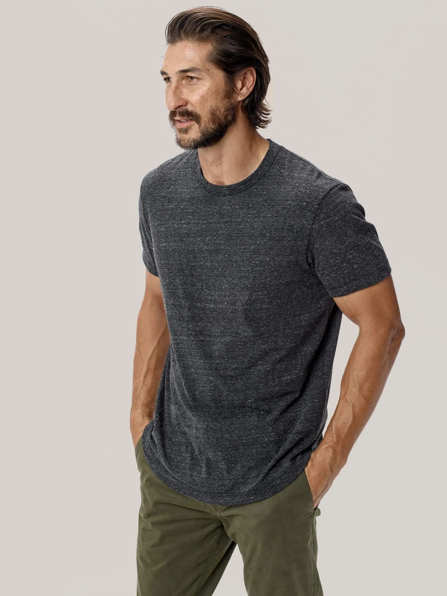 Charcoal Vintage Tri-Blend Curved Hem Tee