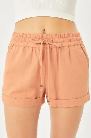 Chill Day Tie Waist Linen Shorts(Assorted Colors)