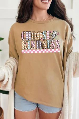 Colorful Checkered Choose Kindness Short Sleeve Relaxed Fit T-Shirt