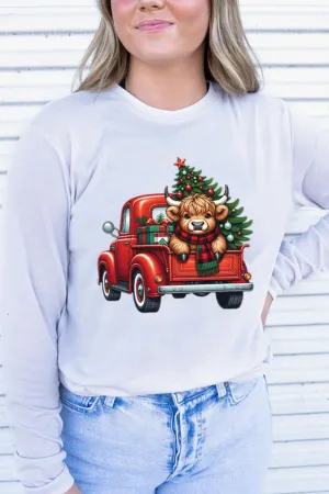 Cowbell Truck Christmas Adult Soft-Tek Blend Long Sleeve Tee