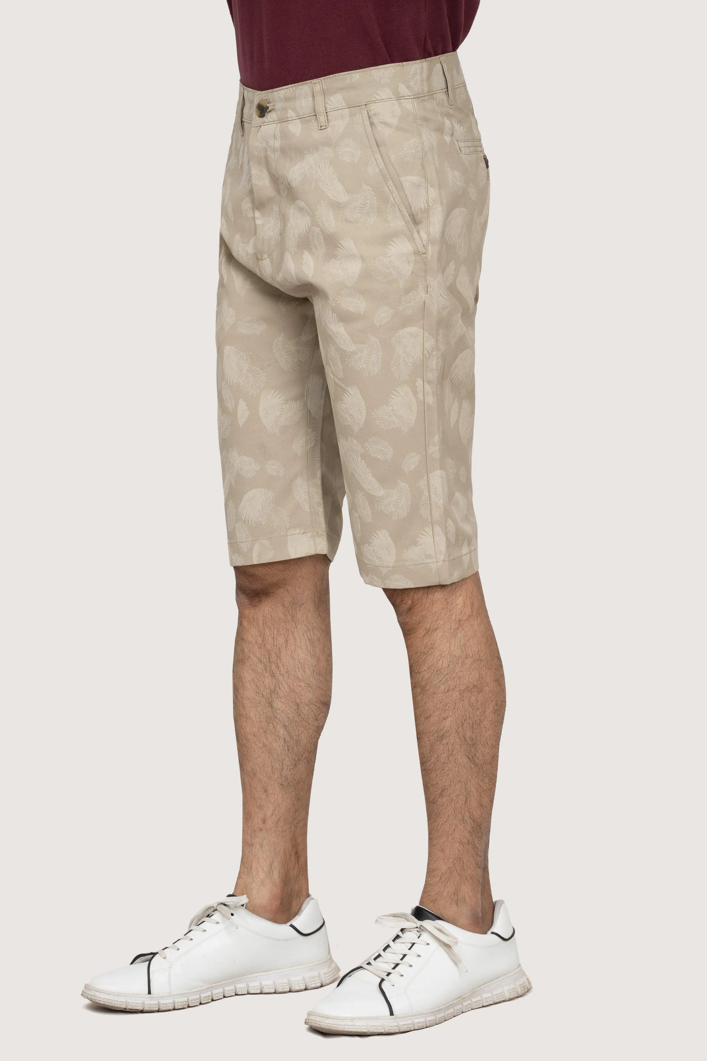 CROSS POCEKT PRINTED REGULAR FIT SHORTS LIGHT KHAKI