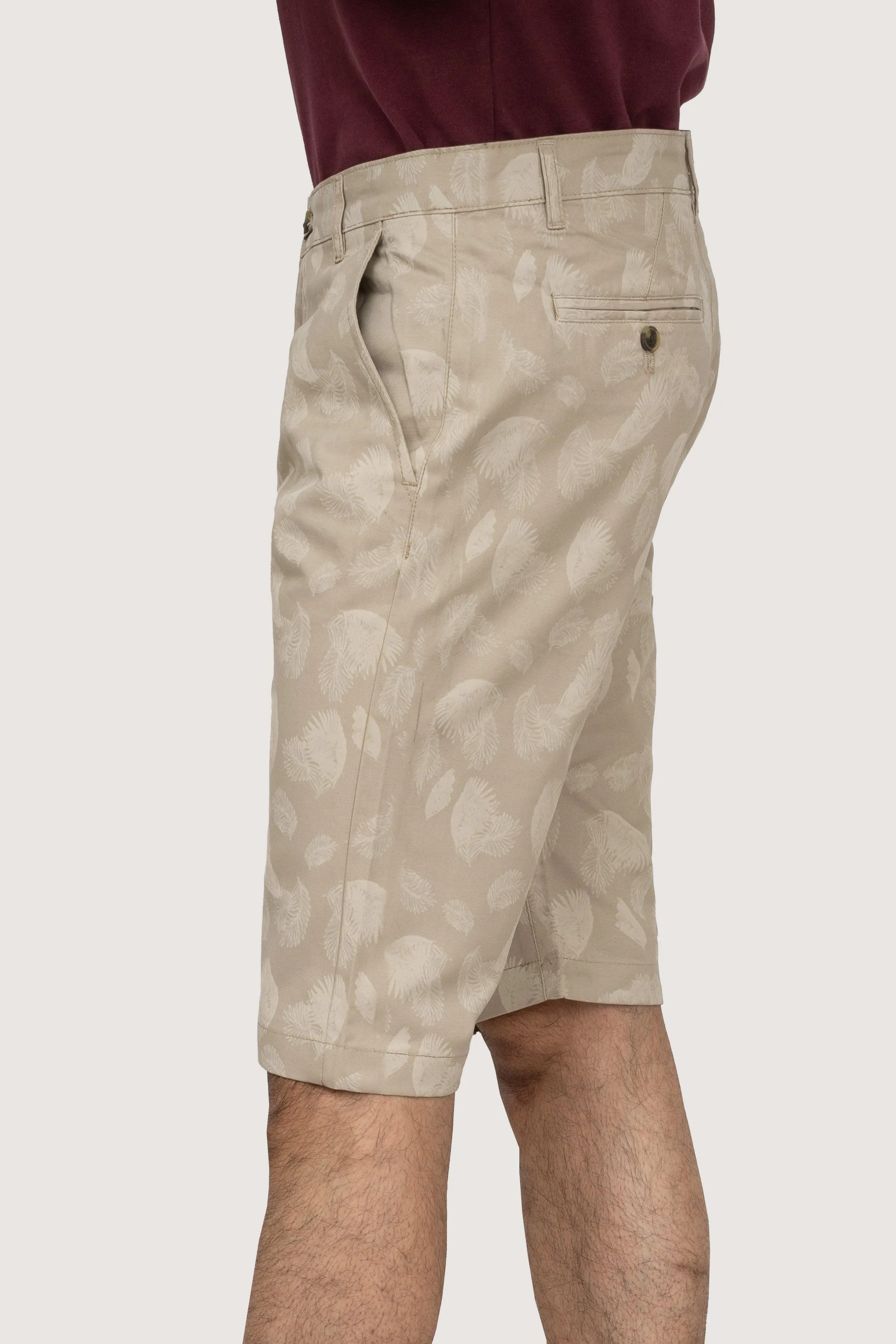 CROSS POCEKT PRINTED REGULAR FIT SHORTS LIGHT KHAKI