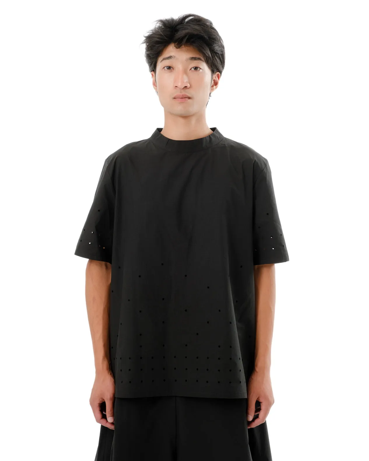 DIAPHANUM MOCK NECK PUNCHED HOLE SHIRT