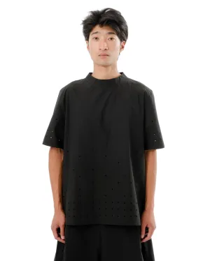 DIAPHANUM MOCK NECK PUNCHED HOLE SHIRT