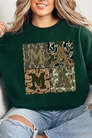 Distressed Camo Mama Heavy-weight Crew Sweatshirt