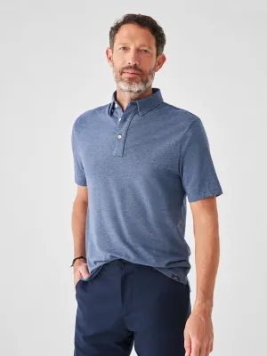 Faherty Short Sleeve Movement Polo in Sea Navy Melange