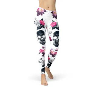 Floral Skull Fusion Women's Active Leggings