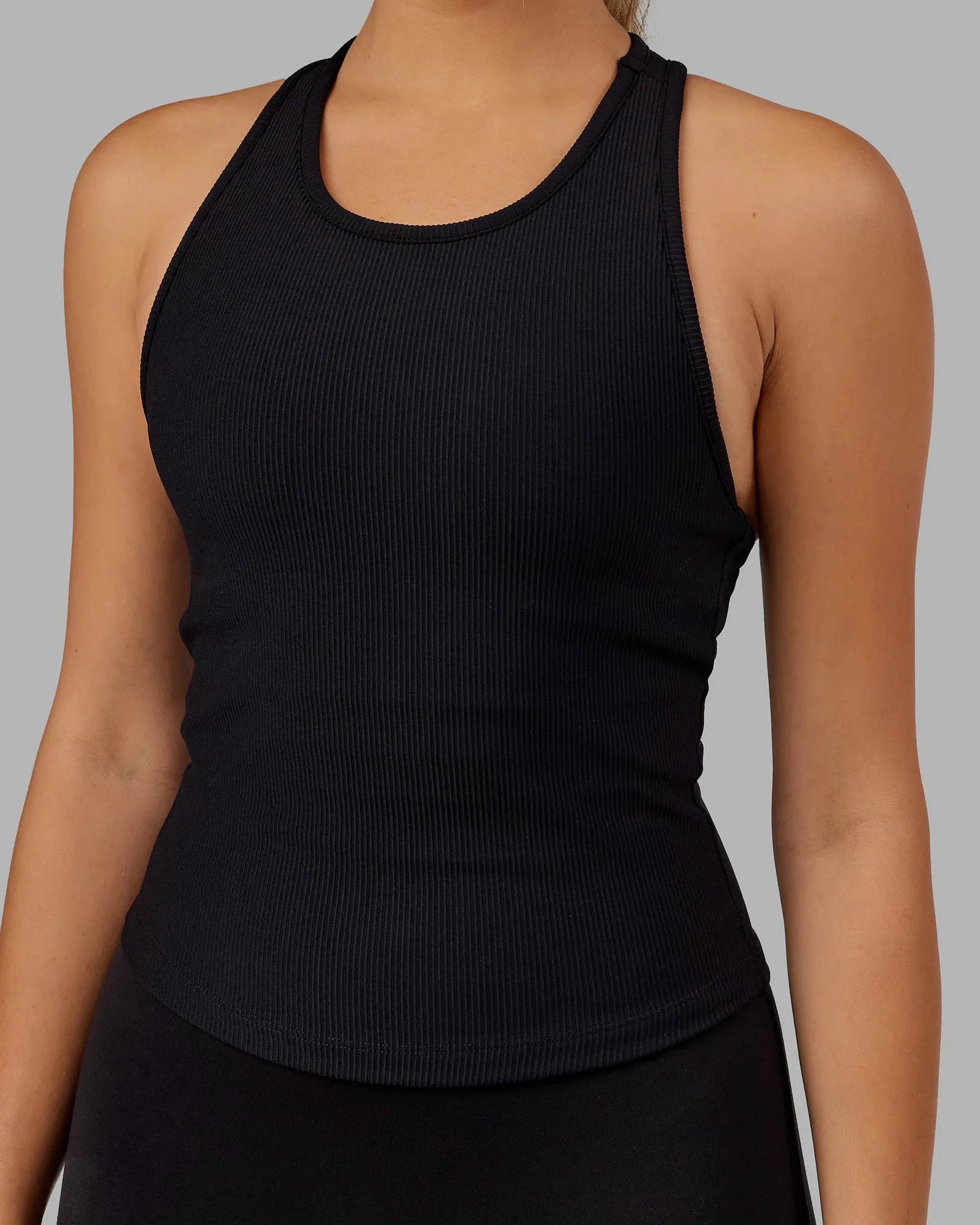 Flow Ribbed Shelf Bra Performance Tank - Black