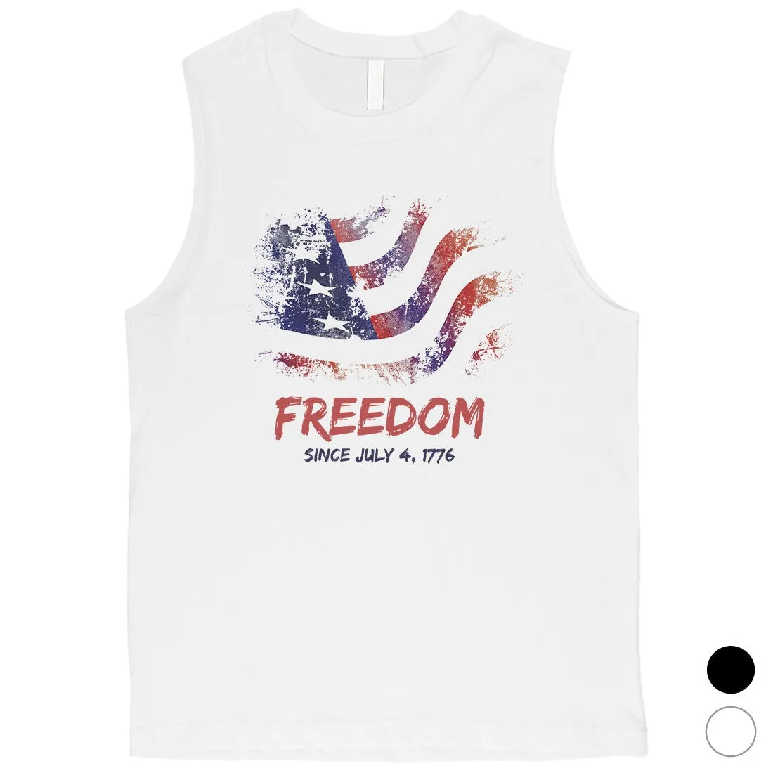 Freedom Since July 4th Muscle Tank Top Mens Graphic Workout Tanks