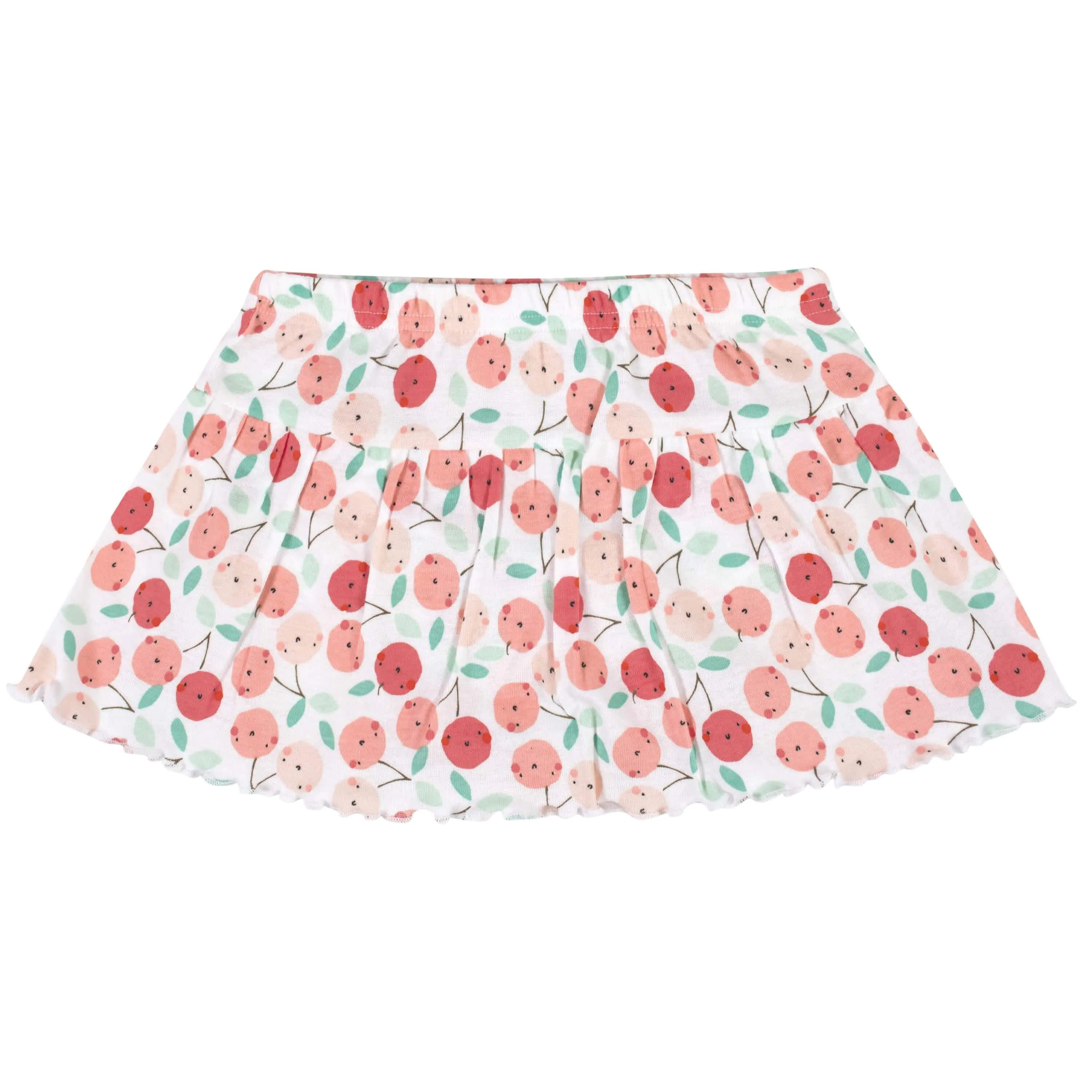 Girls 4-Piece Cherry Kisses Tees, Skort, & Pants Set