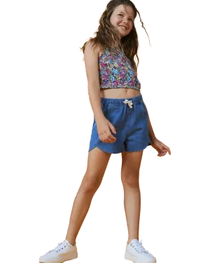 Girls Genial Moment Shorts in Medium Blue