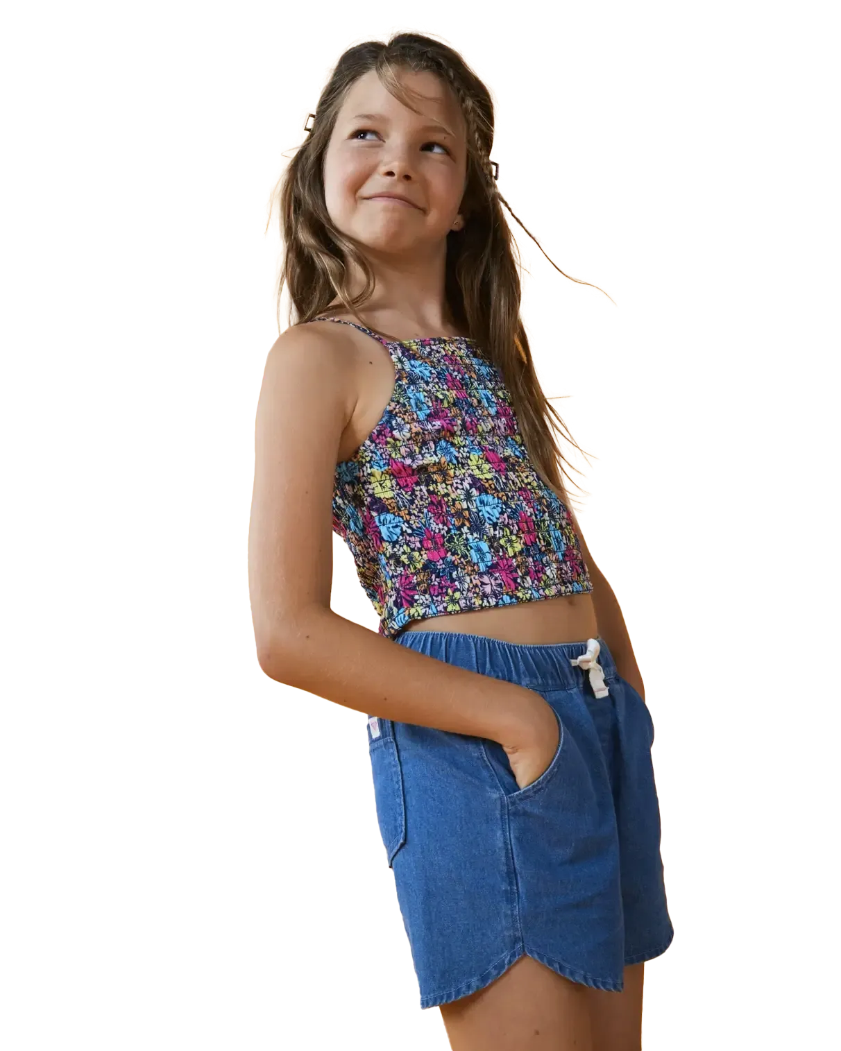 Girls Genial Moment Shorts in Medium Blue