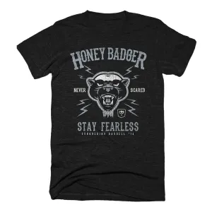 Honey Badger Never Scared on Black Tee