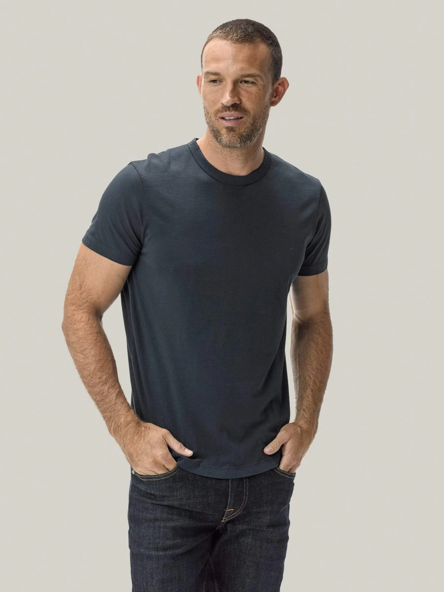 Ink Pima Curved Hem Tee