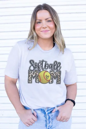 Leopard Softball Mom Adult Soft-Tek Blend T-Shirt