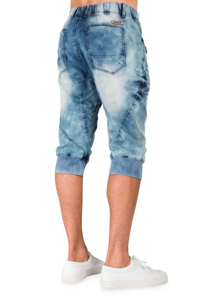 Level 7 Jeans Relaxed Bleach Denim Shorts in Mojave Blue