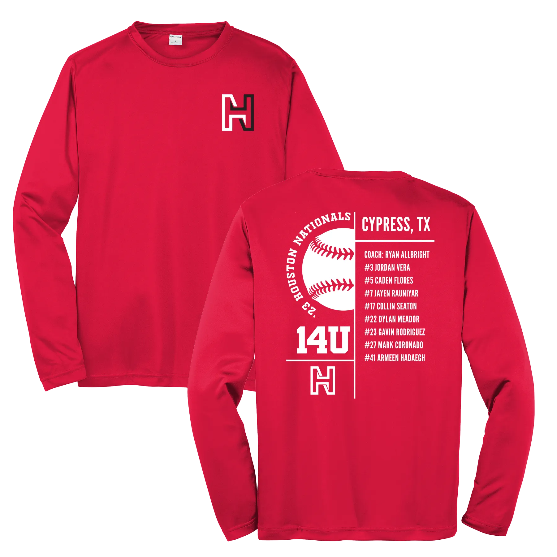 Long Sleeve Baseball Roster Shirt - 14U