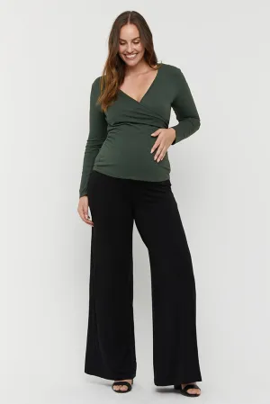 L/S Cross Front Maternity Top - Forest