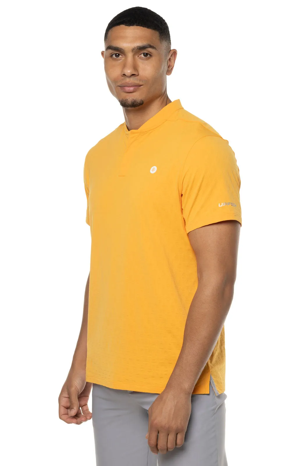 Men's Albatrose Short Sleeve Polo  |  Apricot Crush Diamond Jacquard