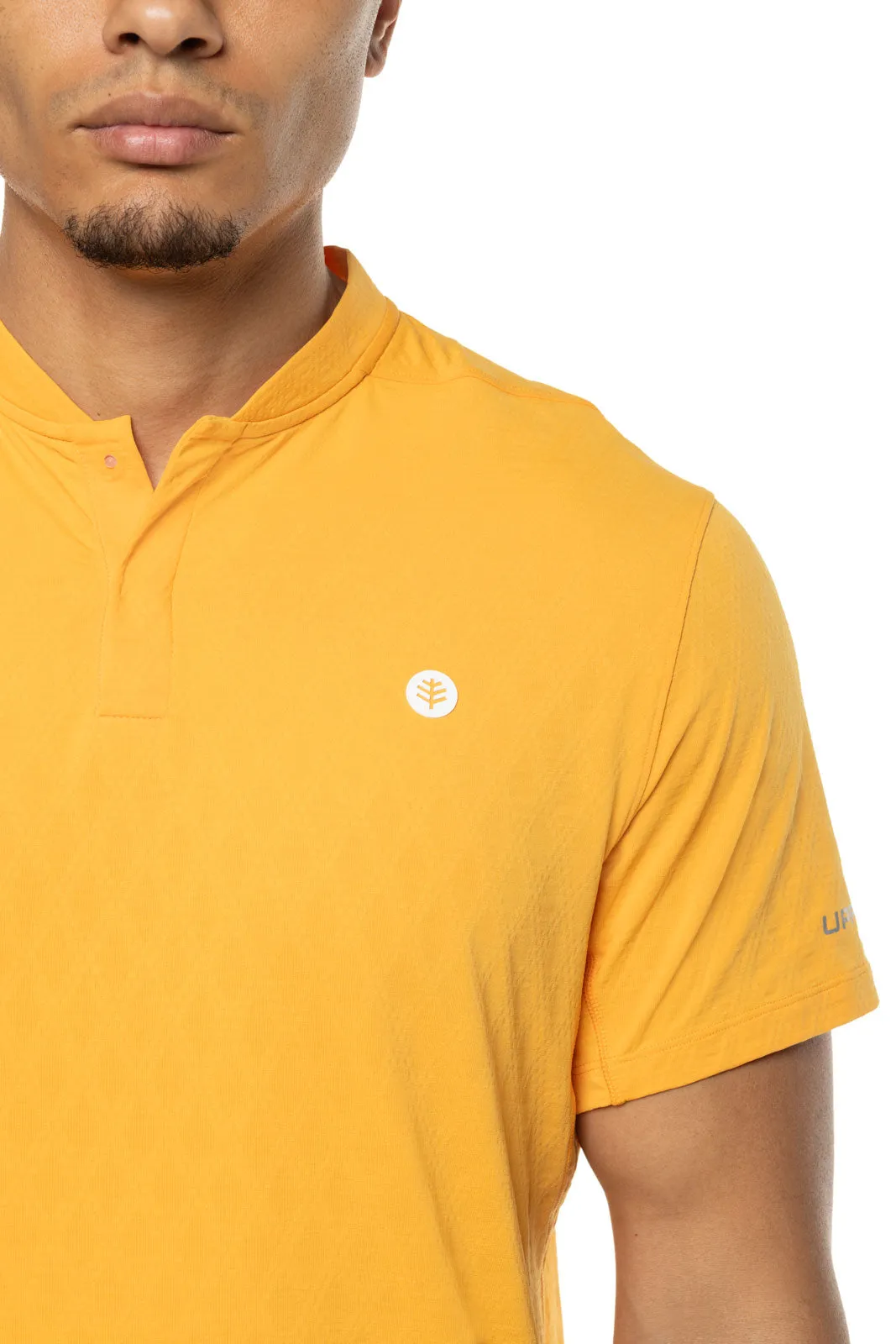 Men's Albatrose Short Sleeve Polo  |  Apricot Crush Diamond Jacquard