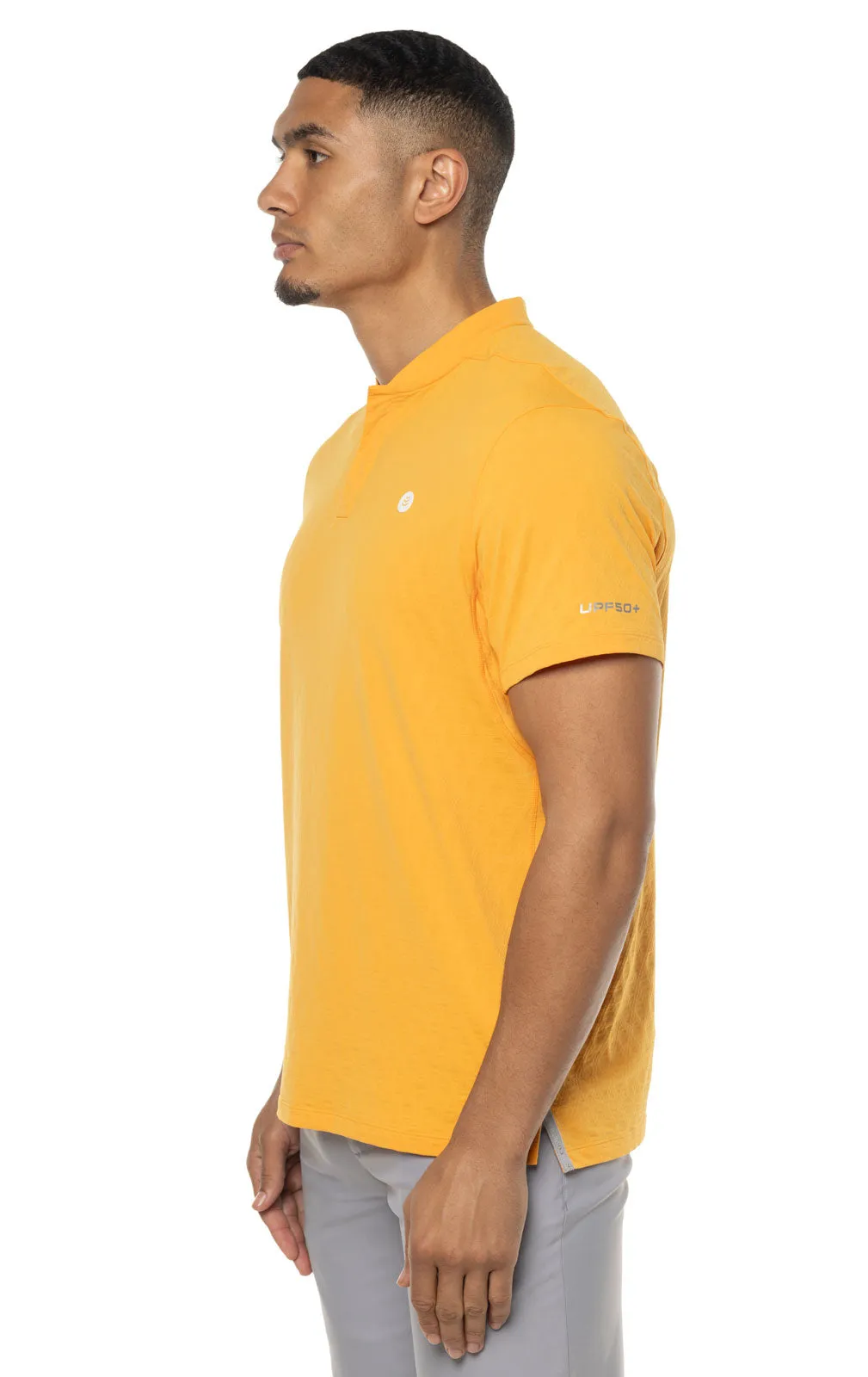 Men's Albatrose Short Sleeve Polo  |  Apricot Crush Diamond Jacquard