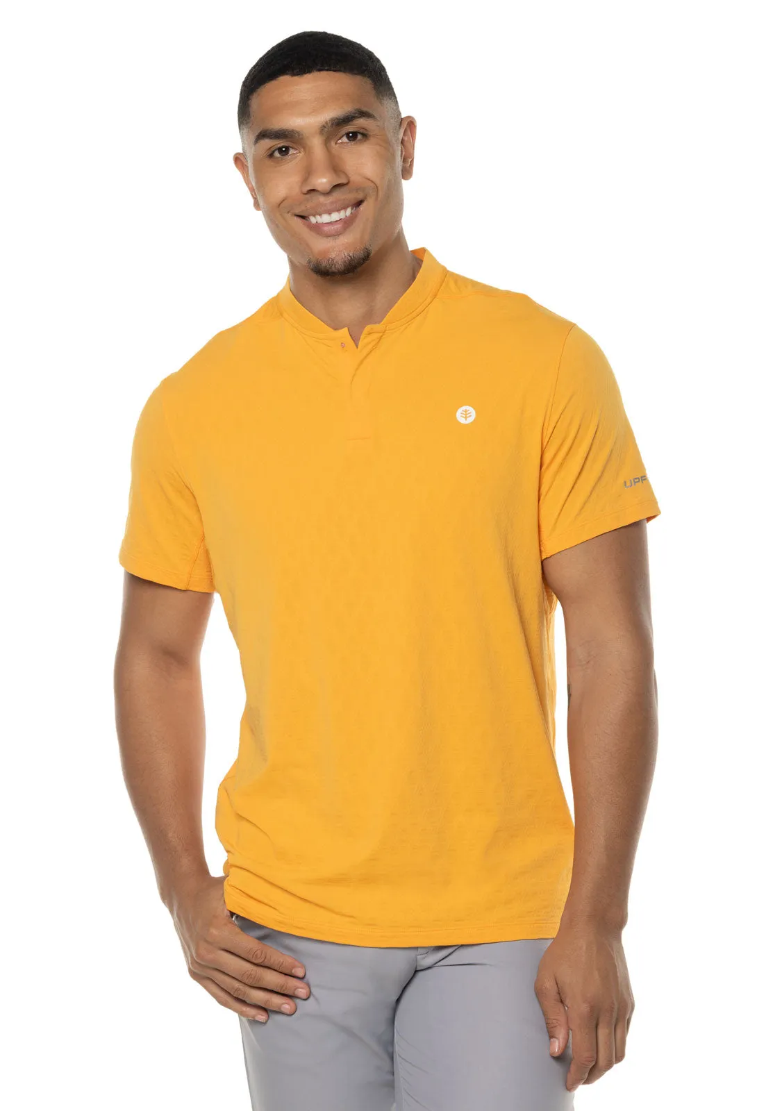 Men's Albatrose Short Sleeve Polo  |  Apricot Crush Diamond Jacquard