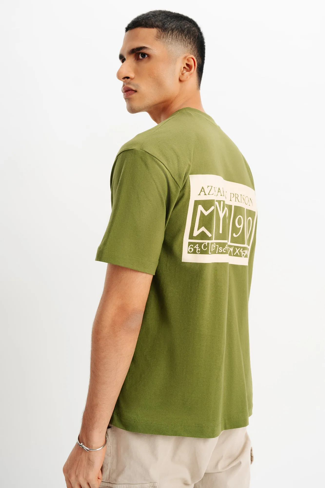 Men's Green Prison Oversized Tees