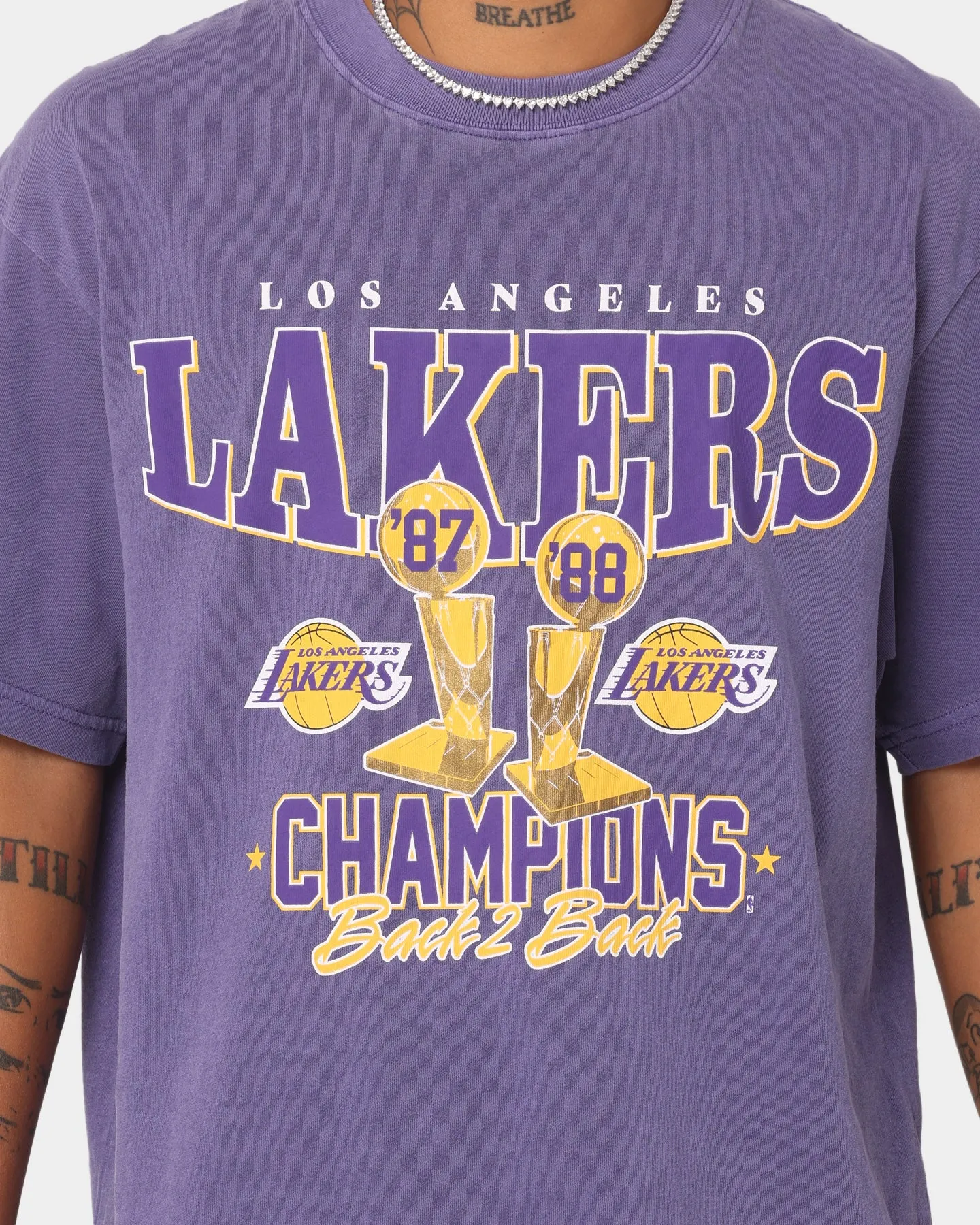 Mitchell & Ness Los Angeles Lakers Vintage Champs Trophy T-Shirt Faded Purple