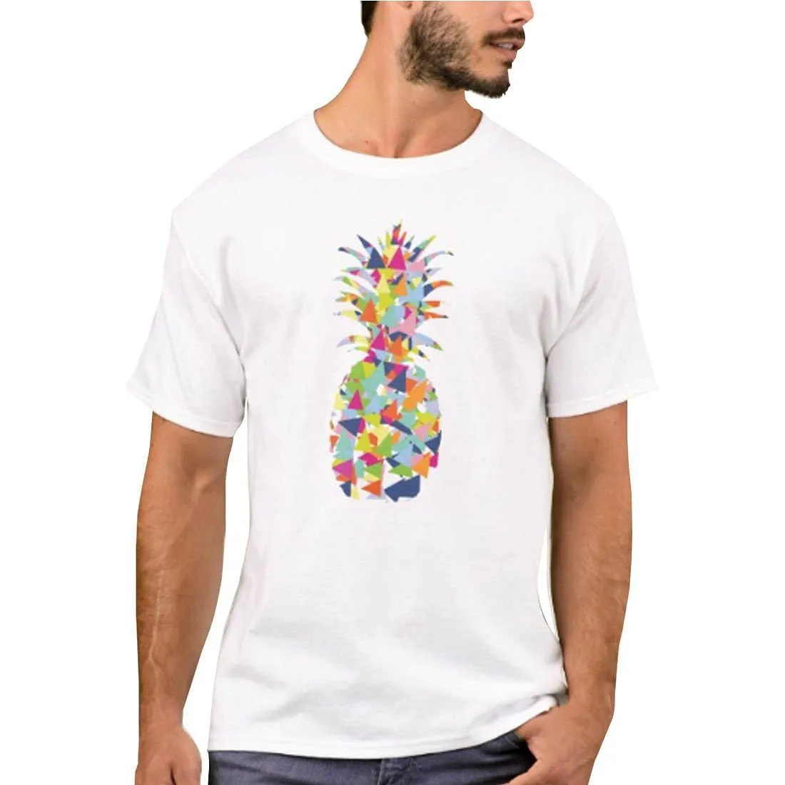 Nutcase Designer Round Neck Men's T-Shirt Wrinkle-Free Poly Cotton Tees - Funky Pinapple