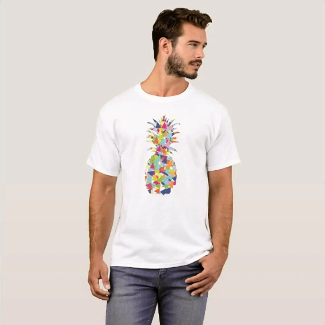 Nutcase Designer Round Neck Men's T-Shirt Wrinkle-Free Poly Cotton Tees - Funky Pinapple