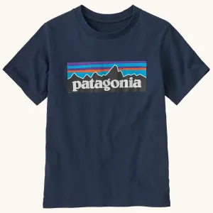 Patagonia Kids P-6 Logo Regenerative T-Shirt - New Navy