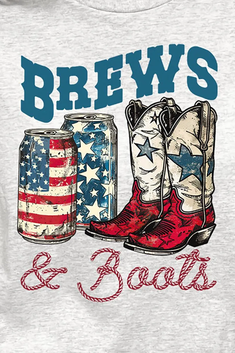 Patriotic Brews And Boots Short Sleeve Relaxed Fit T-Shirt