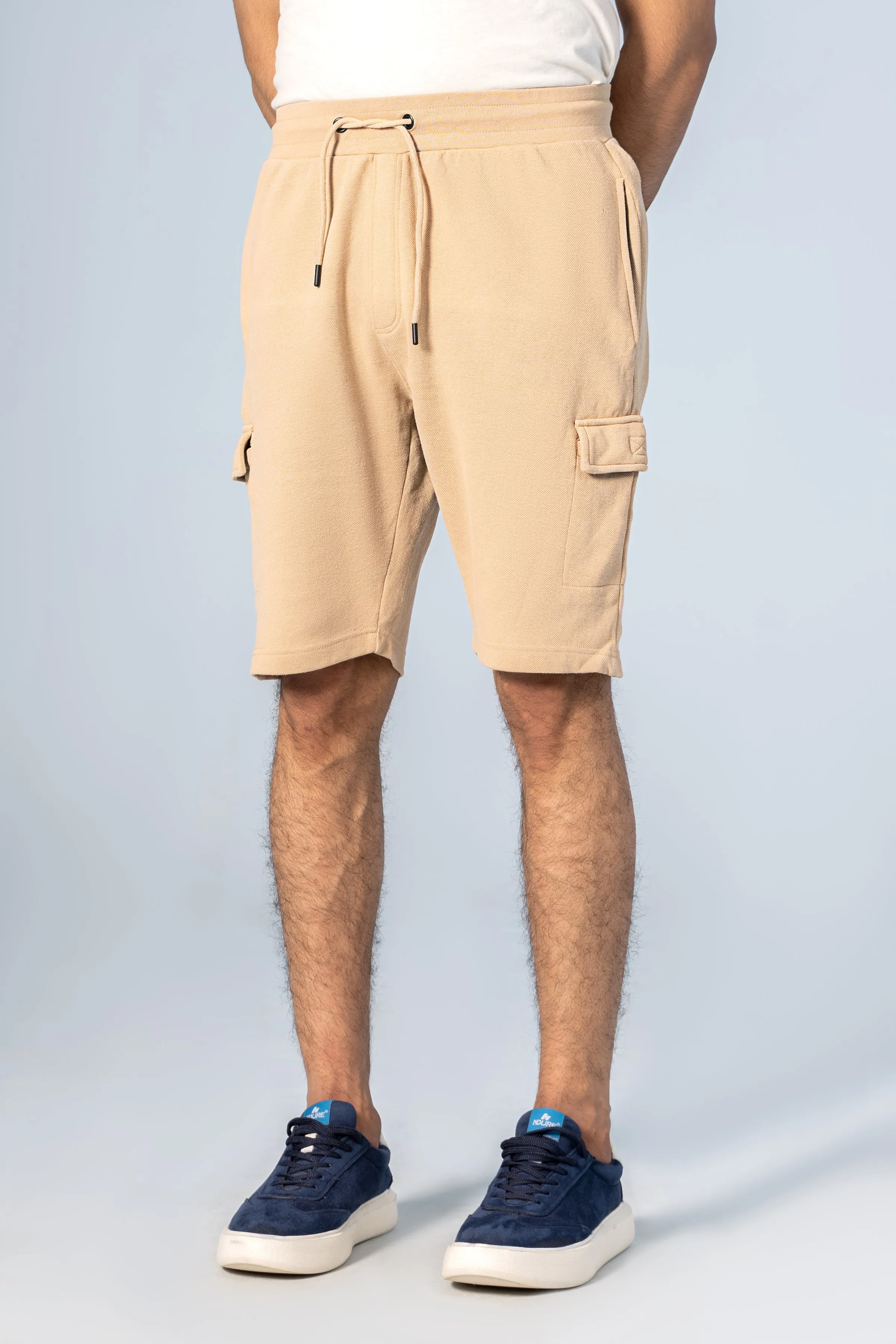 PIQUE TERRY CARGO SHORTS REGULAR FIT BEIGE