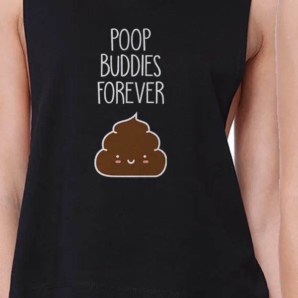 Poop Buddies BFF Matching Black Crop Tops