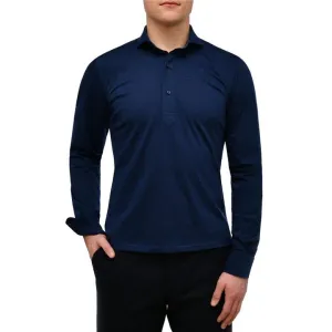 Premium Quality Jersey Knit Long Sleeve Polo SF18067 Navy