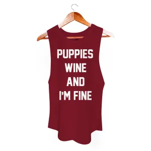 Puppies Wine & I'm Fine - Women's Sleeveless